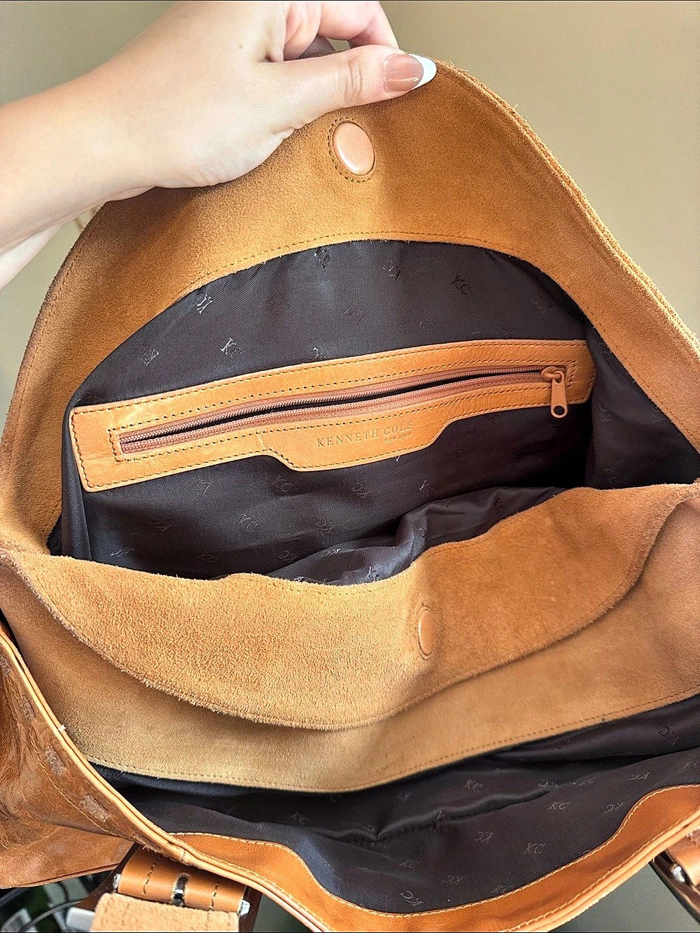 Kenneth Cole Brown Tote Bag Vintage - Picture 8 of 9